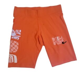 Nike Project Uphoria Orange Bike Shorts with Abstract Graphics, Size M